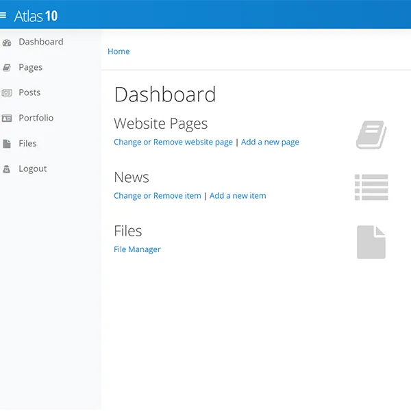 New website for Apexweb and new Atlas Lite CMS screenshot