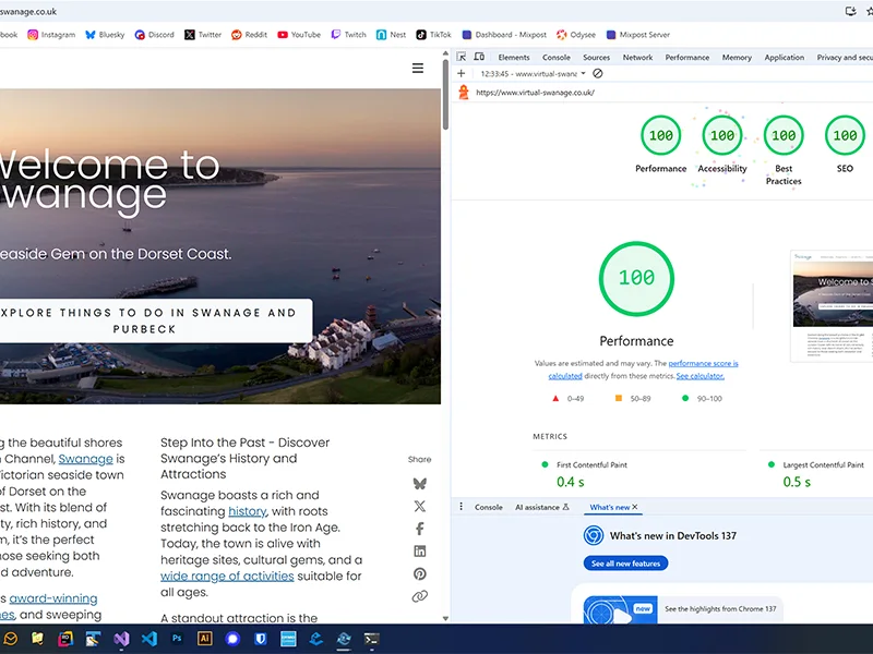 Virtual Swanage Performance Update - Faster, Leaner and SEO screenshot