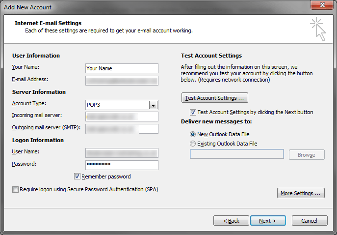 Email Account Settings