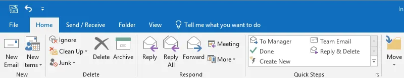 Outlook File menu