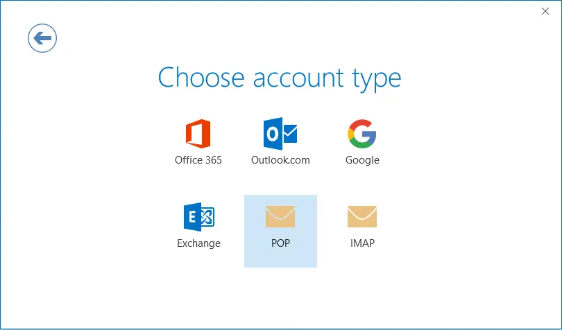 Outlook Choose account type